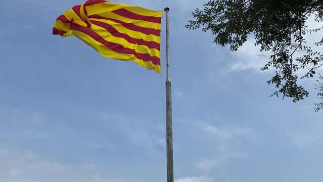 Catalan flag on a bright sunny day.
