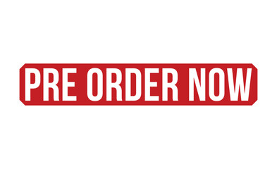 Pre Order Now stamp red rubber stamp on white background. Pre Order Now stamp sign. Pre Order Now stamp.