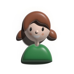 Cartoon avatar ginger girl 3D rendering