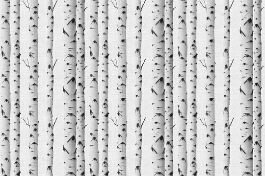 seamless birch tree pattern with linen effect © 100choices