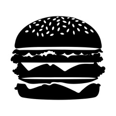 Burger silhouette isolated. Vector illustration