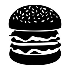 Hamburger silhouette isolated. Vector illustration - obrazy, fototapety, plakaty