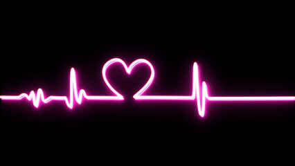 Electrocardiogram, ECG - EKG signal. Heartbeat on black background