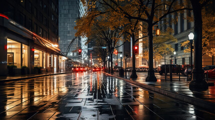 Fototapeta na wymiar city street at night without traffic