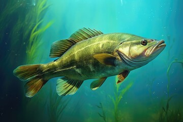 Fototapeta premium big perch under water on the river