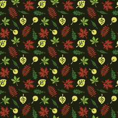 Seamless pattern colorful abstract autumn leaves