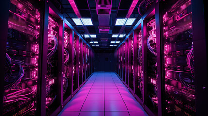 Fototapeta premium pink server room