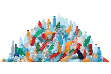 pile of plastic bottles vector flat isolated illustration