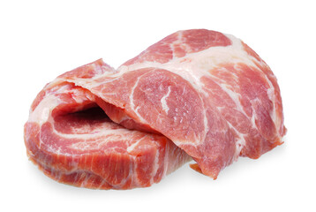 sliced raw pork meat isolated on white background