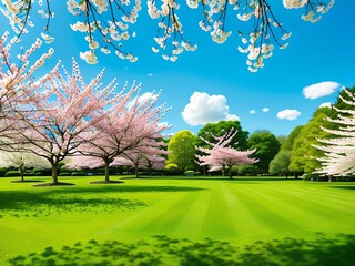 spring landscape with blooming tree