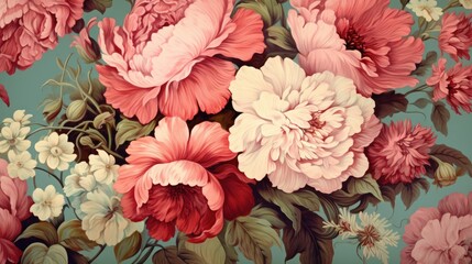 beautiful vintage botanical flower bunch, floral print