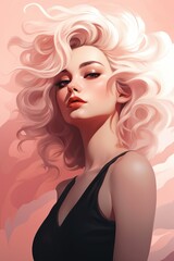 abstract picture for interior design, woman in vivid colors. AI Generated