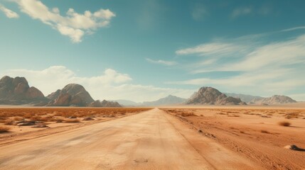 Empty asphalt road, Adventure road in desert - obrazy, fototapety, plakaty