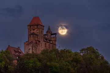 Burg Berwartstein mit Vollmond