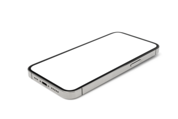 flat rays , smartphone mockup blank screen, mobile phone isolated with clipping path on transparent background