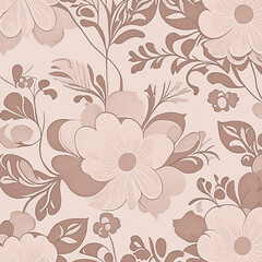 Floral decorative abstract background with beige flowers in scandinavian style