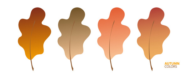 Autumn leaves. Set of soft autumnal color gradients for fall season graphic designs. Vector illustration.