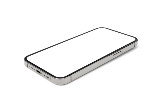 flat rays , smartphone mockup blank screen, mobile phone isolated with clipping path on transparent background