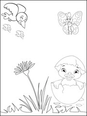 Vector hand drawing duck coloring pages illustration 
