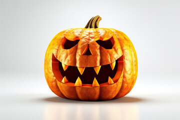 Naklejka premium halloween decoration smile pumpkin orange holiday funny isolated lantern face background. Generative AI.
