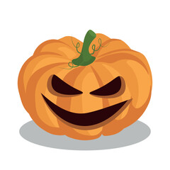 Halloween pumpkin isolated on a white background. The main symbol of the Halloween holiday. Orange pumpkin. Vector illustration
