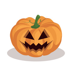 Halloween pumpkin isolated on a white background. The main symbol of the Halloween holiday. Orange pumpkin. Vector illustration