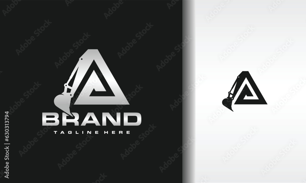 Wall mural triangle excavator logo