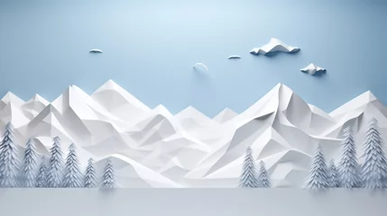Crédence de cuisine en verre imprimé Chambre denfants winter landscape with mountains made of paper cut made with generative AI