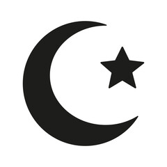 Islamic moon and star icon vector, Islamic moon and star flat trendy style sign symbol icon vector illustration isolated on white background.