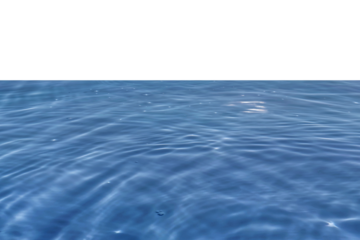 Blue water with ripples on the surface. Defocus blurred transparent blue colored clear calm water surface texture with splashes and bubbles. Water waves with shining pattern texture background.