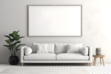Contemporary Interior with Blank Frame Frame Mockup, generative, ai