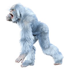 3D Rendering Yeti on White