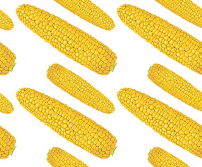 Corn cobs of various sizes. Seamless pattern in vector. Suitable for backgrounds and prints.