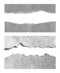 Collection of torn paper isolated on white background.