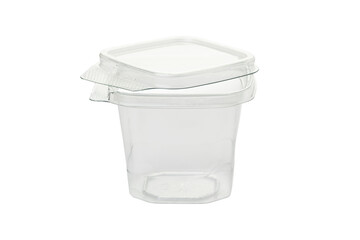 Plastic dessert box square shape disposable isolated on transparent background