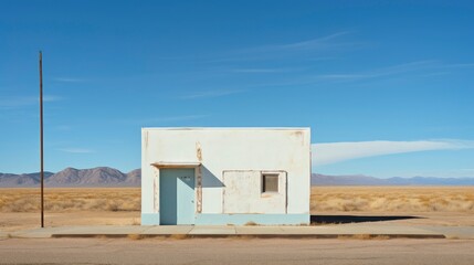 Plain white store in the middle of nowhere - obrazy, fototapety, plakaty