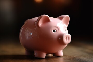 Cute pink classic piggy bank, money savings, inflation, business, coins.