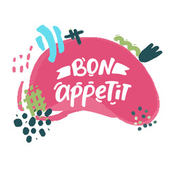 Obraz premium Vector Bon Appetit lettering. Food lettering. Calligraphic text