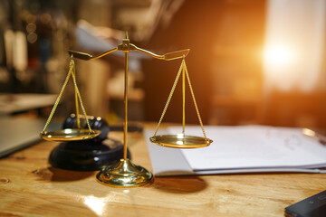 Male lawyer businessman sitting in the office doing legal work.