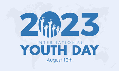 Fototapeta na wymiar 2023 Concept International Youth Day vector design illustration. Youth community concept for volunteer, teamwork or young diversity
