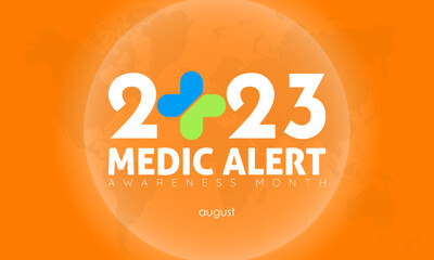 2023 Concept Medic Alert awareness month vector design illustration. Medical prevention concept for alertness, first aid or medical emergency