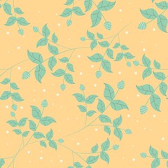 Tree branch with leaves seamless pattern for kids 