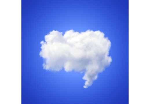 Realistic vector image of speech cloud on blue background