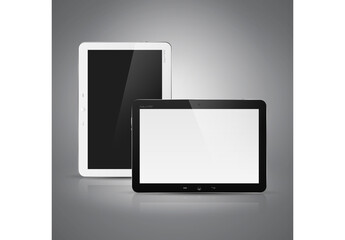 Realistic high detailed vector illustration of tablet computer on dark background.