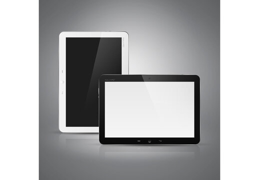 Realistic high detailed vector illustration of tablet computer on dark background.