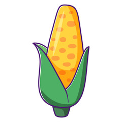 Corn vegetables concept. An ear of corn.Isolated on white background.Vegetarianism and veganism food.Line art vector illustration.