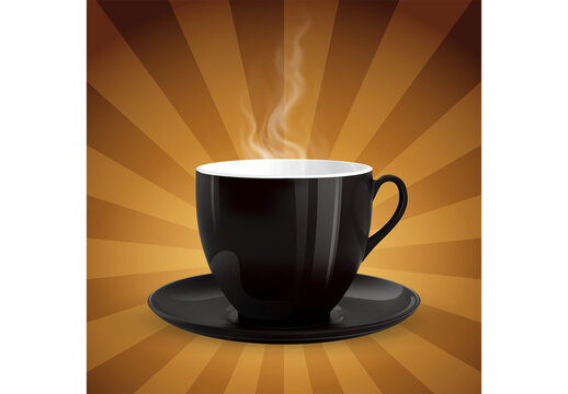 Realistic high detailed vector illustration of black cup of coffee.