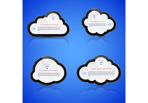 Vector illustration of abstract clouds on blue background. Cloud computing concept.