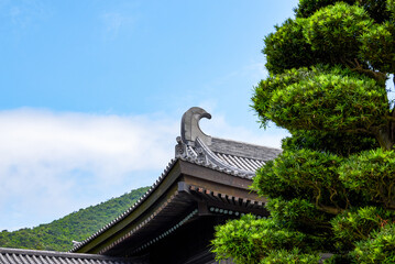 Timber structure Japanese style Tang style architectural temple of Tsz Shan Temple in Hong Kong