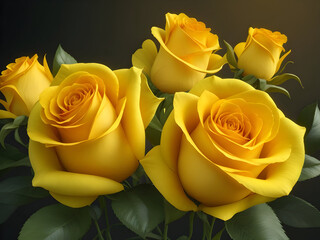 yellow roses on black background
